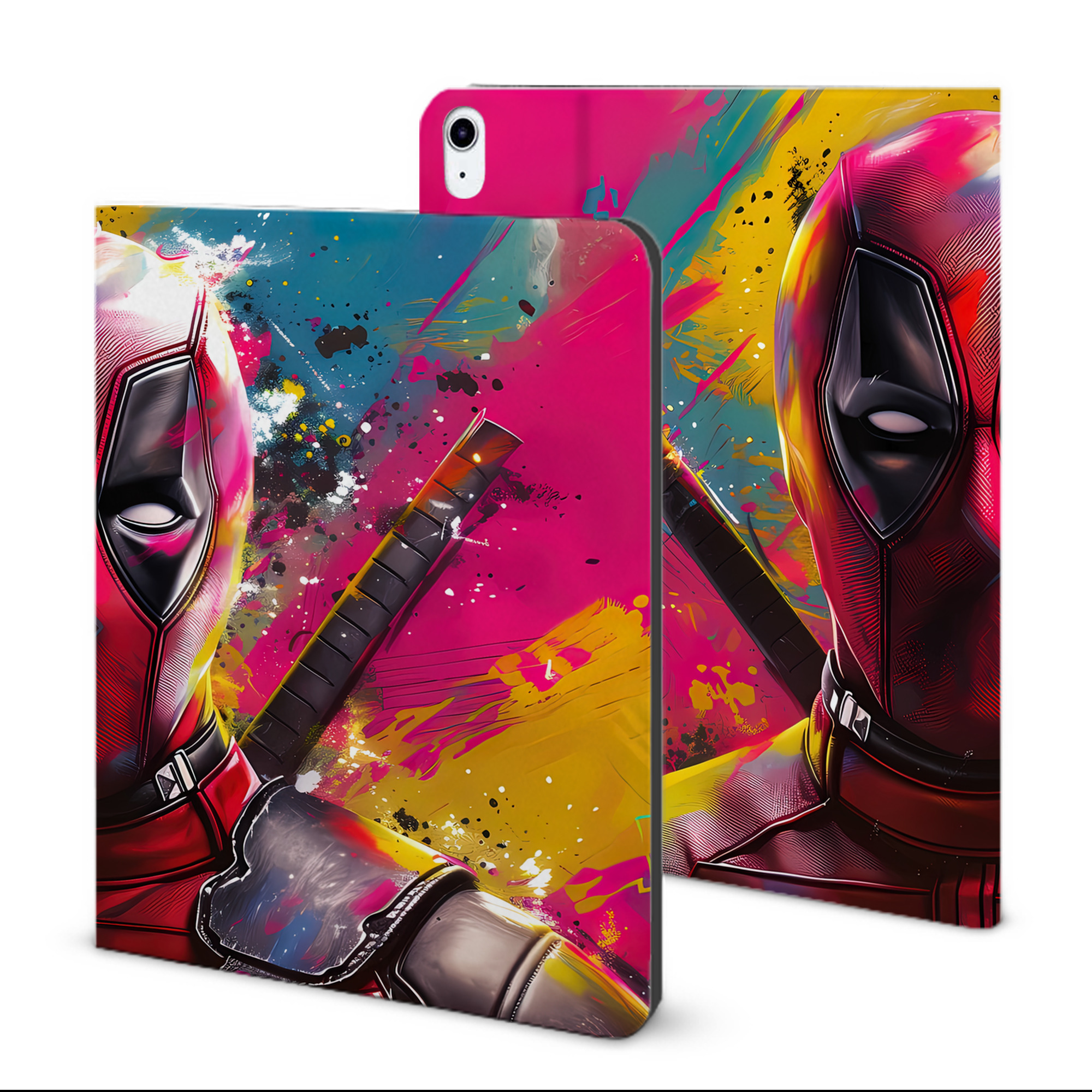 （画像用） Deadpool デッドプール IPad ケース ブック型 PUレザー TPU 耐衝撃 軽量 薄型 ペン収納なし 全面保護 IPad 各モデル対応